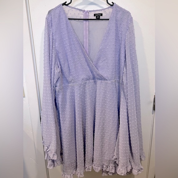 Plus Dobby Chiffon Wide Sleeve Dress - Picture 2 of 12